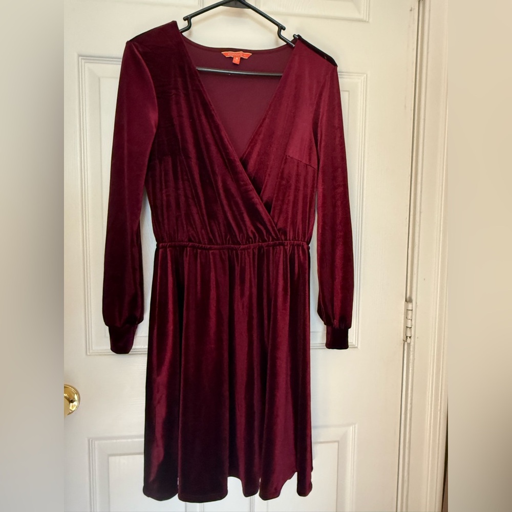 Modcloth Deep Red Long Sleeve Dress